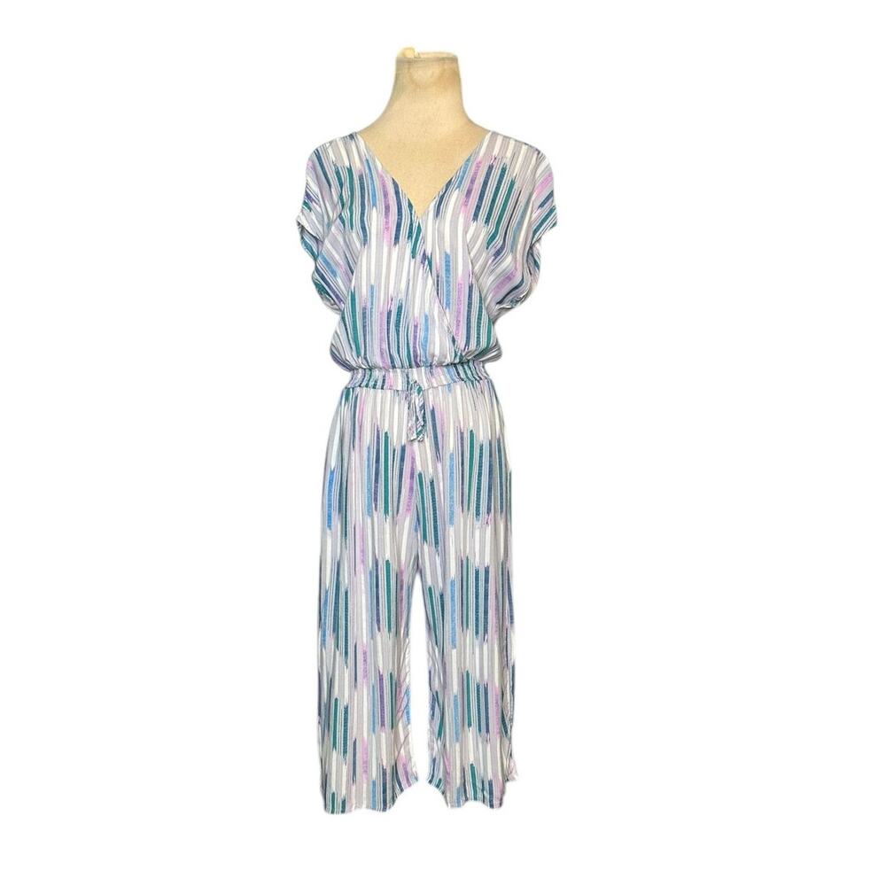 Dolce Vita green pink multi stripe capri jumpsuit size XS